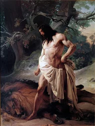 Samson Relógios O Leão que acabou de matar com as mãos nuas (óleo sobre tela