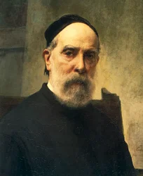 Auto-retrato aos 88 anos, por Francesco Hayez (1791-1882), óleo sobre tela, 58x46 cm, Detalhe