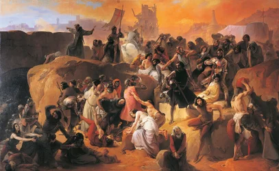 A sede sofrida pelos Primeiros Cruzados em Jerusalém, de Francesco Hayez, detalhe