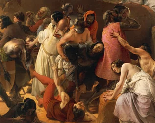 A sede sofrida pelos Primeiros Cruzados em Jerusalém, de Francesco Hayez, detalhe