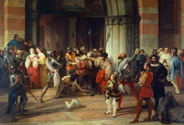 Ventura Fenaroli Preso na Igreja Carmine em Brescia pelos franceses, por Francesco Hayez