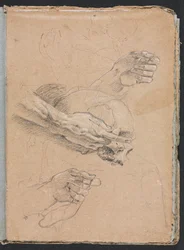 Verona Sketchbook: Estudo das mãos e do crânio (página 21)