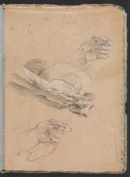 Verona Sketchbook: Estudo de mãos e crânio página 21, 1760.