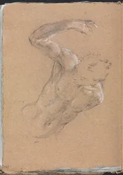 Verona Sketchbook: Nu masculino com o braço direito levantado (página 32)