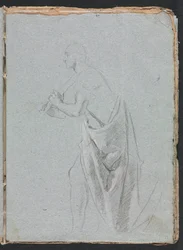 Verona Sketchbook: Homem em pé com cortinas (página 19)