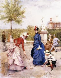 Um jogo de croquet,