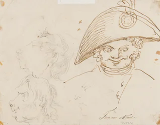 Página de caricaturas (lápis, caneta e tinta no papel)