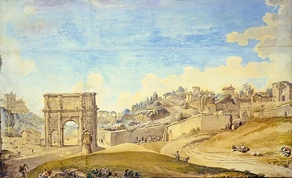 Vista de Roma (aguarela sobre papel)