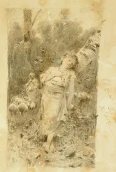 A pastora, de Francesco Paolo Michetti (1851-1929), desenhando.