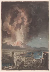 Erupção do Monte Vesúvio, visto da Ponte della Maddalena em Nápoles
Erupção do Monte Vesúvio a 8 de Agosto de 1779, visto da Ponte della Maddalena