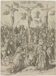 A Crucificação com os Dois Ladrões, placa dez da Vida da Virgem e Cristo
