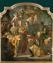 O Conde Althan apresenta ao Imperador Carlos VI o inventário da galeria imperial de pinturas
