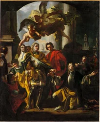 Gundaker Conde Althan, Diretor dos edifícios imperiais, apresenta ao Imperador Carlos VI o inventário da nova galeria de pintura de Stallburg