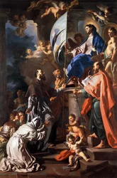 São Boaventura Bandeira de São Sepulcro de Madonna, de Francesco Solimena (1657-1747), Catedral de São Paulo, Aversa, Campânia, Itália