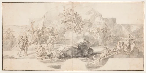 Estudo para pintura "O desembarque de Colombo na América", Sala del Minor Consiglio, Palazzo Ducale, Gênova, Itália