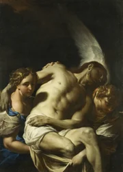 Cristo apoiado por anjos (óleo sobre tela)