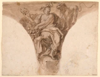 Desenho, África, Projeto de um pendente no vestíbulo batismal de São Pedro, Roma, 1713-26