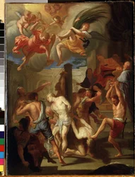 Quatro santos mártires. Pintura de Francesco Trevisani (1656-1746). Óleo sobre tela, 50 x 38 cm. Arte romana, estilo barroco italiano. Museu Estatal de Arte M. Ciurlionis, Kaunas (Lituânia).