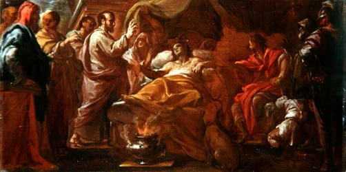 Estudo para São Mateus Ressuscitando o Filho do Rei da Etiópia (óleo sobre tela)