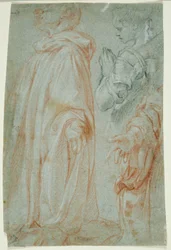 Três estudos para o Cristo ressuscitado adorado por uma santa e por São Silvestro Gozzalini