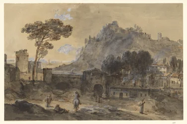 Paisagem clássica: uma cidade e uma montanha junto à costa