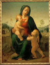 Nossa Senhora e o menino com João Batista (pintura sobre madeira)