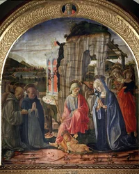 Natividade com São Bernardo e São Tomás de Aquino - Pintura