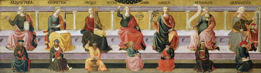 "The Seven Liberal Arts (Arithmetic, Geometry, Music, Astrology, Logic, Theory and Grammar) Pintura de Francesco di Stefano Pesellino (1422-1457) cerca de 1450 Museu de Arte de Birmingham, Birmingham, Alabama USA ©DeAgostini/Leemage