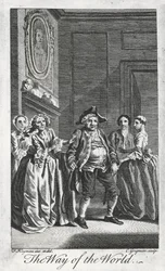 Cena de The Way of the World, de William Congreve (1670-1729), gravada por Charles Grignon a partir de um desenho de Francis Hayman em Lincoln