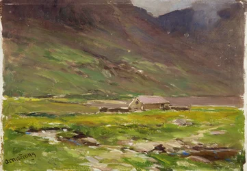 Lago Ogwen (óleo sobre painel)