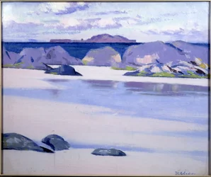 Maré baixa, Iona, olhando para o Cap do Holandês, Lunga (óleo sobre tela)