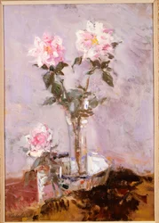 Rosas em um vaso de vidro