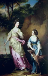 A Senhora Stanhope e a Condessa de Effingham como Diana e o seu companheiro