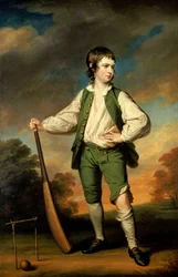 O jovem jogador de críquete - retrato de Lewis Cage, 1768