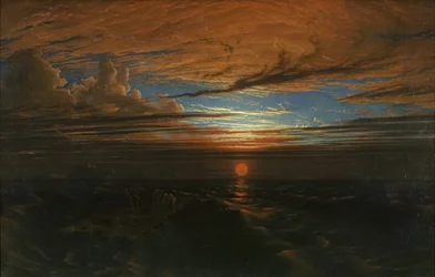Pôr do sol no mar após uma tempestade