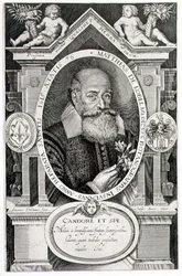 Retrato de Matthias de Lobel (1538-1622) gravado pelo artista