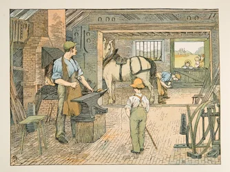 The Blacksmith, de Four and Twenty Toilers, pub. 1900 (litografia a cores)