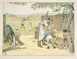 O Carpinteiro, de Four and Twenty Toilers, pub. 1900 (litografia a cores)