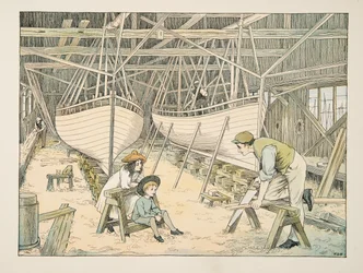 The Shipbuilder, de Four and Twenty Toilers, pub. 1900 (litografia a cores)