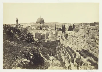 Muralha da Cidade e Mesquita de Omar, Jerusalém, 1857.