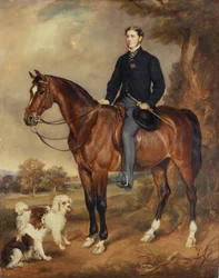 Um retrato equestre de Seymour Sydney Hyde 6º Conde de Harrington (óleo sobre tela)