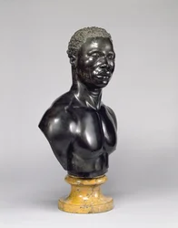 Busto de um homem, c.1758 (calcário preto e mármore amarelo) (ver também 281574)