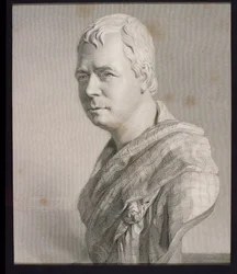 Sir Walter Scott (1771-1832) da &39;Gallery of Prints&39;, publicado em 1833 (gravura)