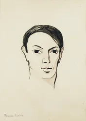 Retrato de Pablo Picasso; Portrait de Pablo Picasso, c. 1902-1905 (aguarela, pincel e tinta preta e lápis sobre papel)