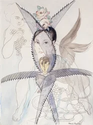 Transparency - Head and Winged Horse; Transparence - Tete et Cheval Aile, c.1928 (aguarela, guache, giz preto e lápis sobre papel)