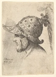 Cabeça com capacete, 1662-78.