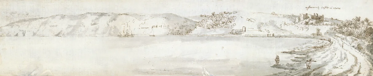 Castelo de Oystermouth, c.1678 (aguarela e tinta castanha sobre papel)