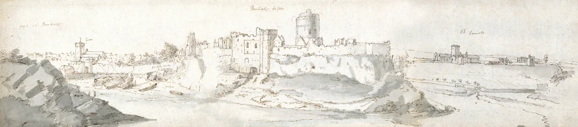 Castelo de Pembroke, c.1678 (aguarela e tinta castanha sobre papel)