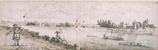 Vista de Lambeth de Millbank ao lado da Casa de Meu Senhor Peterborough (aguarela)