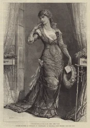 Madame Modjeska como Constance, em Heartsease, no Royal Court Theatre